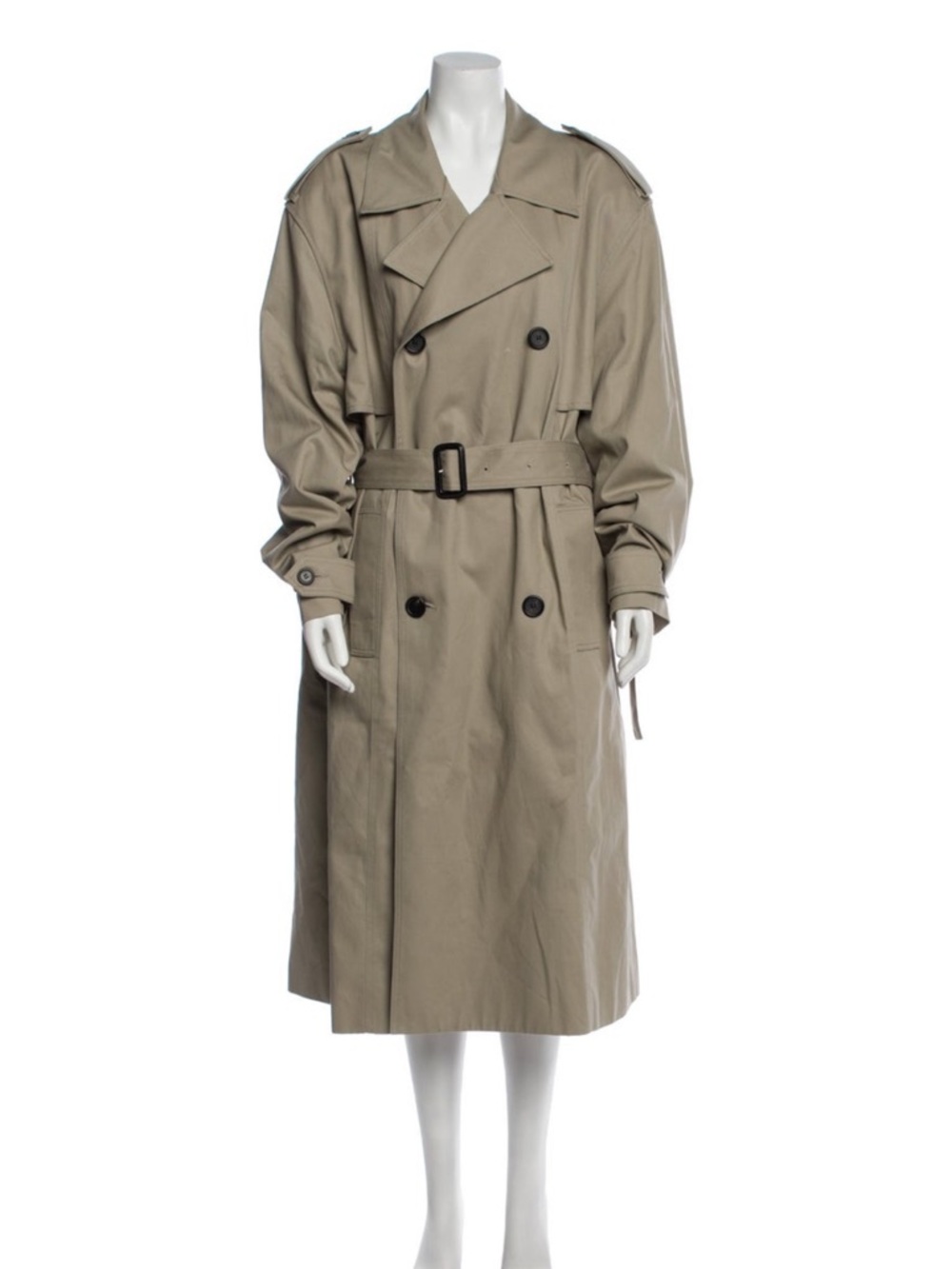 The Frankie Shop Oversized Olive-Tone Double-Breasted Trench Coat
